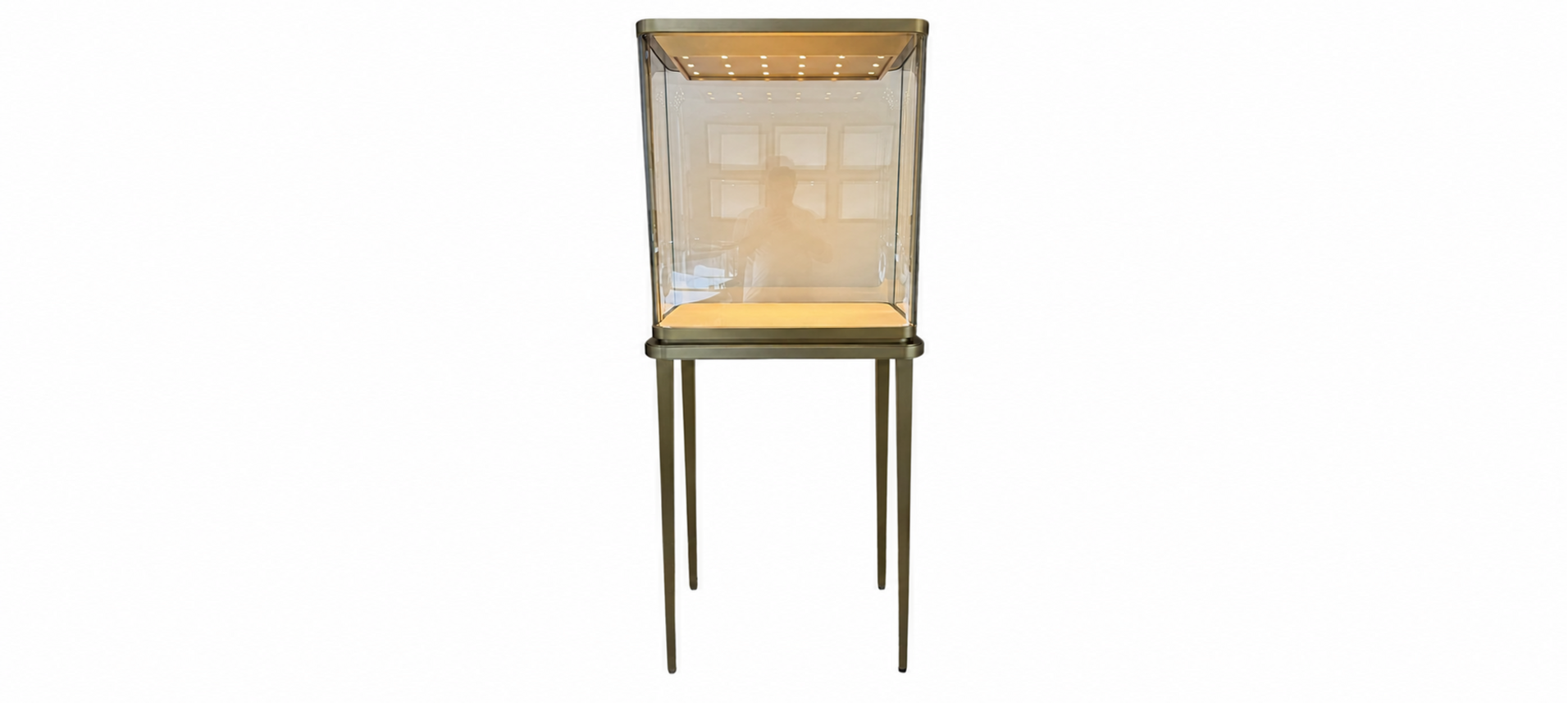 Brushed Gold Pedestal Jewelry Showcase